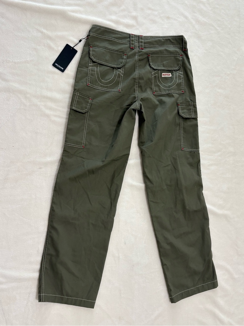 True Religion Men's Olive Green Cargo Pants